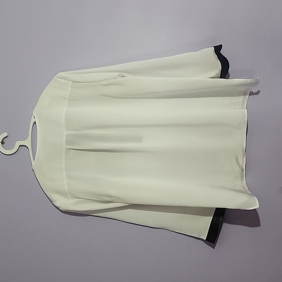 Rachel Roy satin blouse w vegan leather trim - Picture 3 of 3